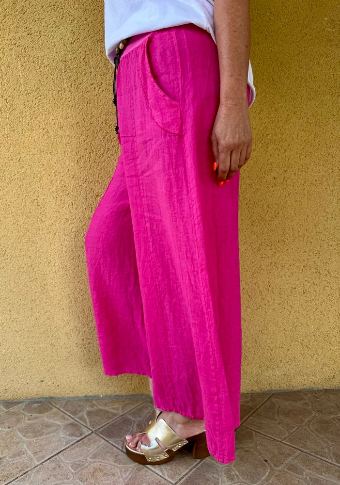 Pantalon ample en lin Félipo fuchsia