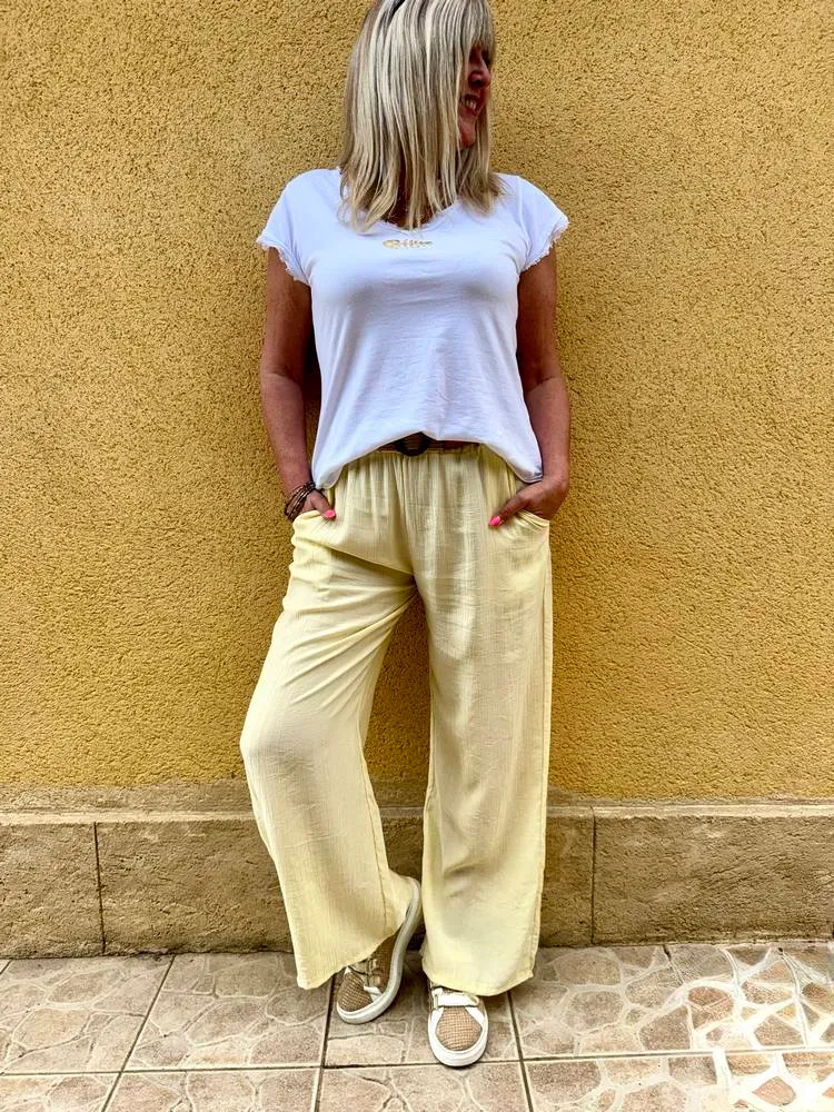 Pantalon fluide Elio jaune