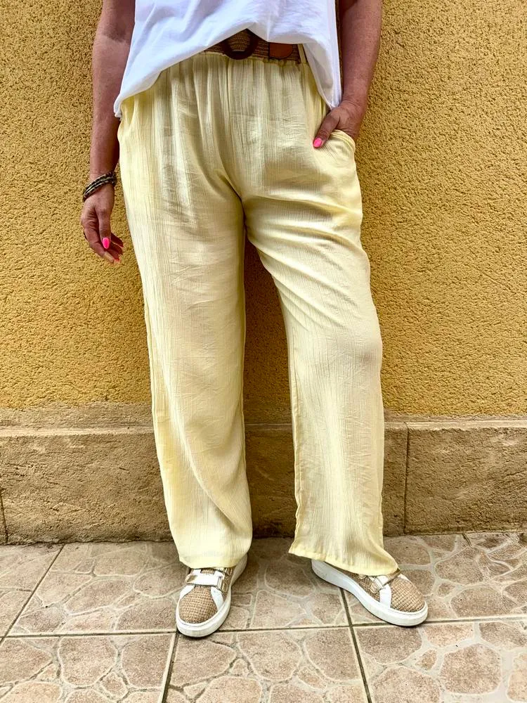 Pantalon fluide Elio jaune