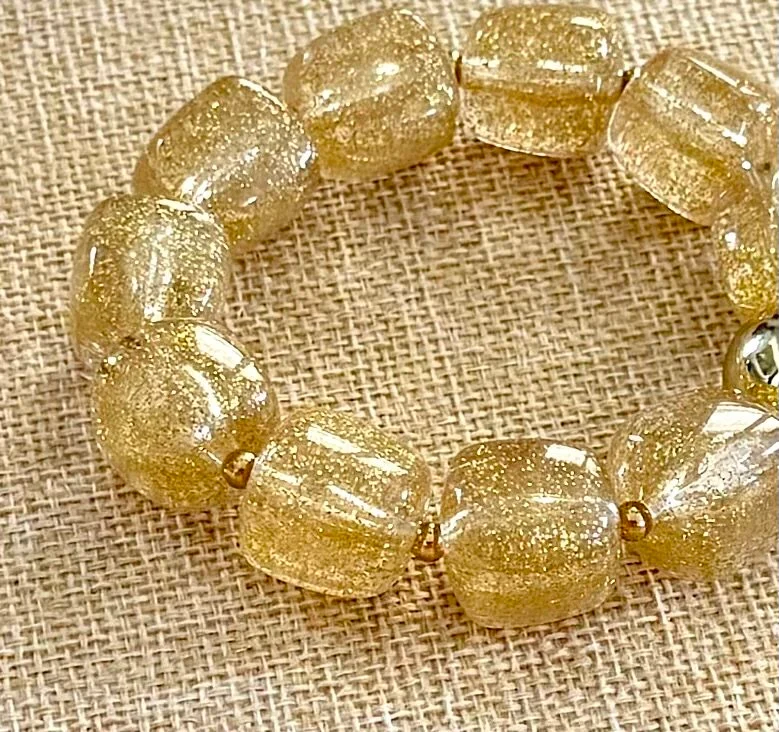 Bracelet élastiqué pailleté Milan doré