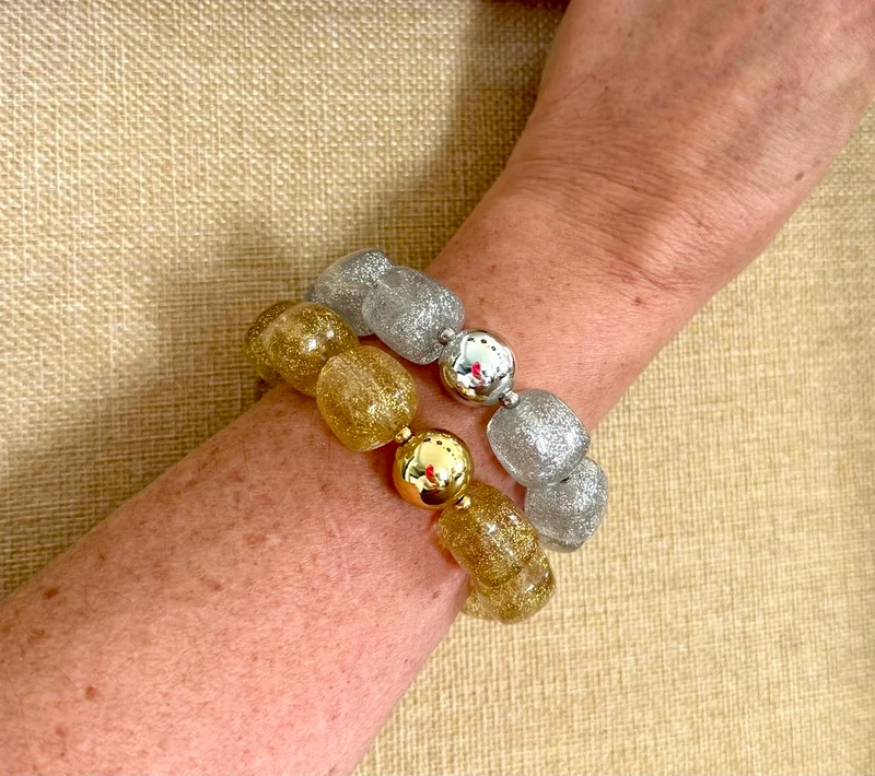 Bracelet élastiqué pailleté Milan doré