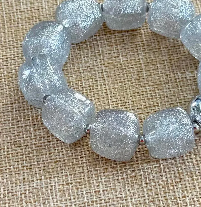 Bracelet élastiqué pailleté Milan argenté