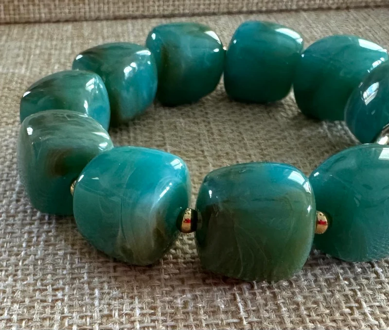 Bracelet élastiqué Milan vert jade