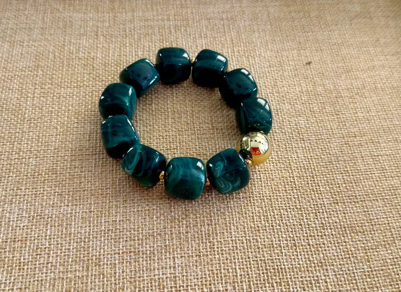 Bracelet élastiqué Milan vert foncé