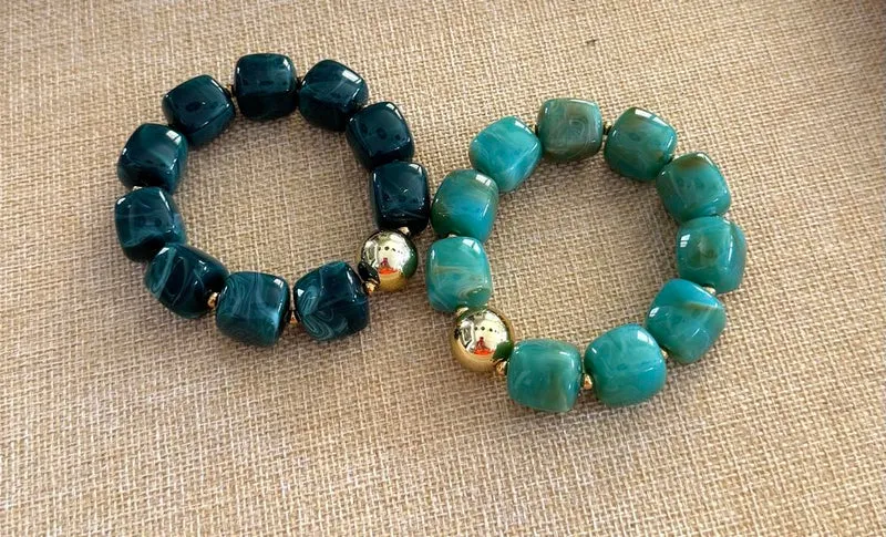 Bracelet élastiqué Milan vert foncé