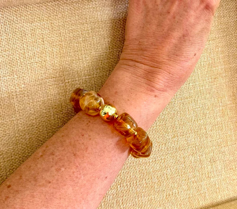 Bracelet élastiqué Milan couleur ambre