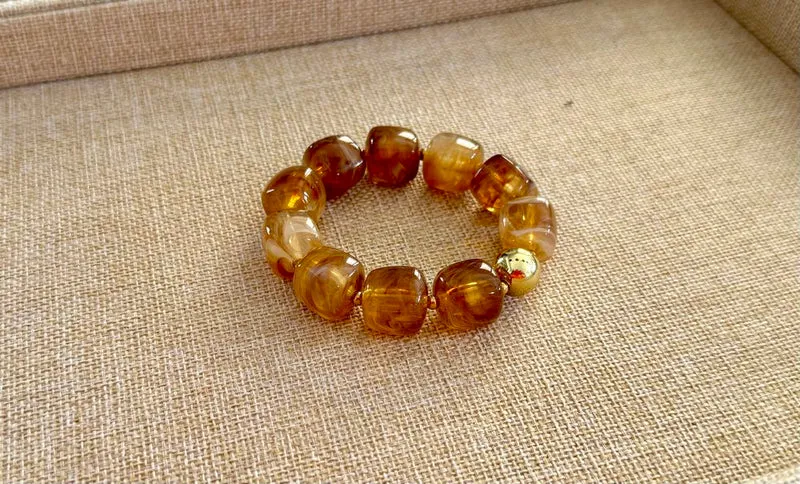 Bracelet élastiqué Milan couleur ambre
