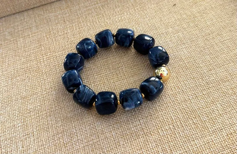 Bracelet élastiqué Milan bleu marine