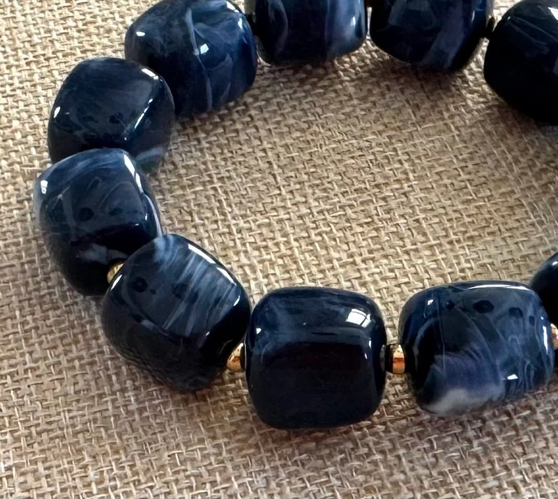 Bracelet élastiqué Milan bleu marine