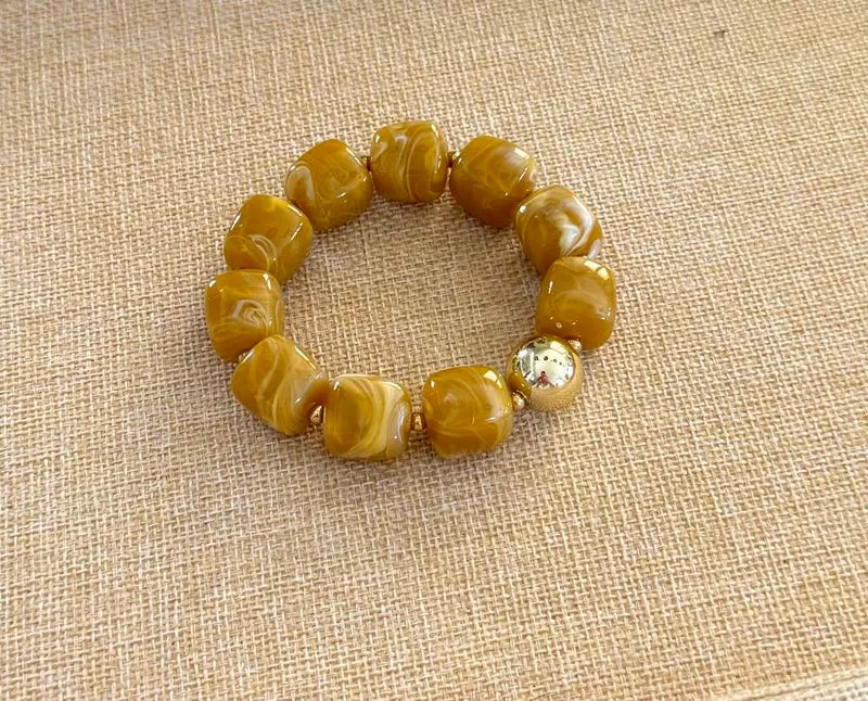 Bracelet élastiqué Milan camel