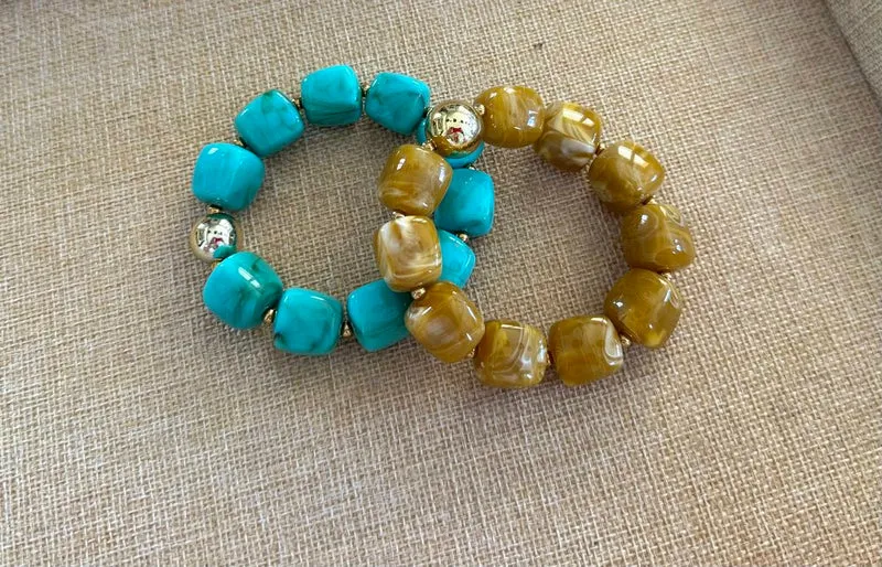 Bracelet élastiqué Milan camel