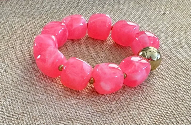 Bracelet élastiqué Milan rose