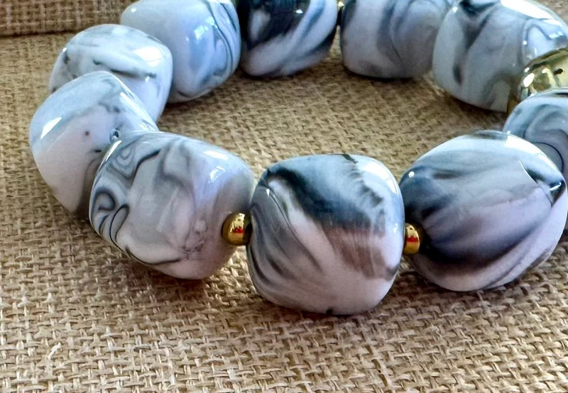 Bracelet élastiqué Milan blanc/gris