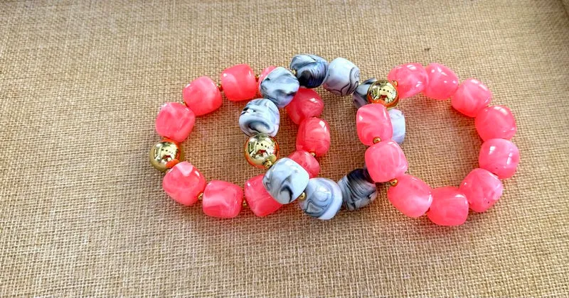 Bracelet élastiqué Milan blanc/gris