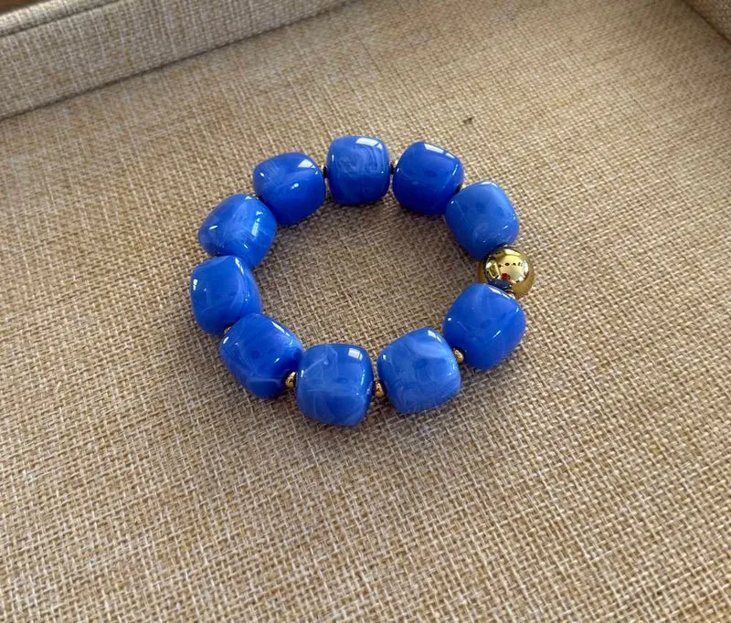 Bracelet élastiqué Milan bleu roi