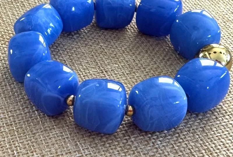 Bracelet élastiqué Milan bleu roi