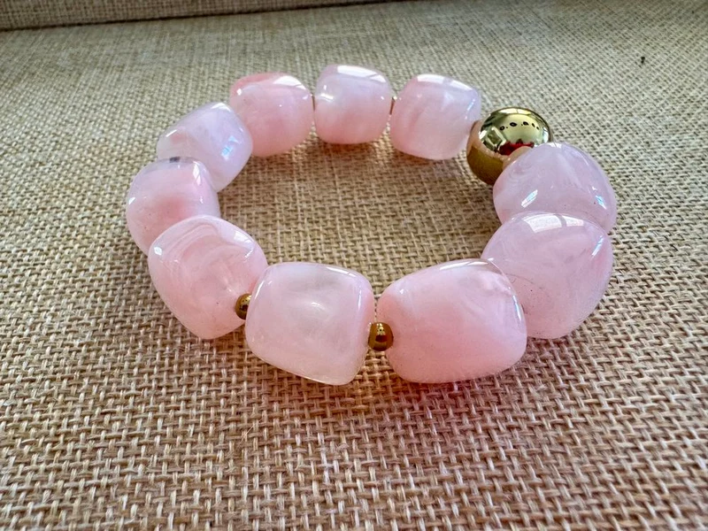 Bracelet élastiqué Milan rose pâle