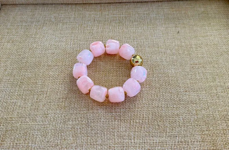 Bracelet élastiqué Milan rose pâle