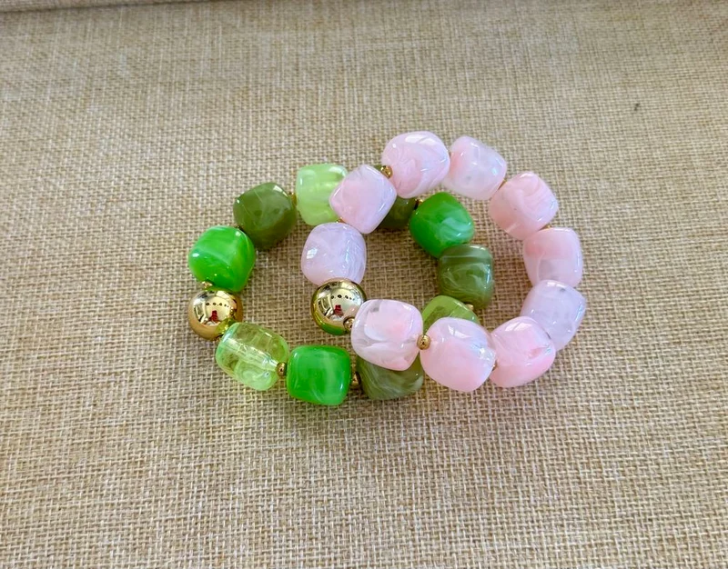 Bracelet élastiqué Milan rose pâle