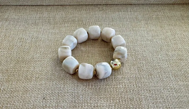 Bracelet élastiqué Milan beige