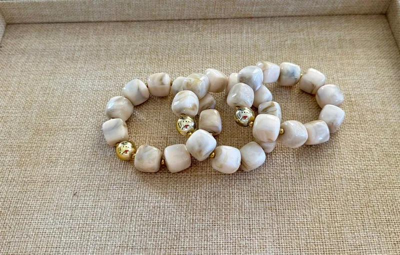 Bracelet élastiqué Milan beige