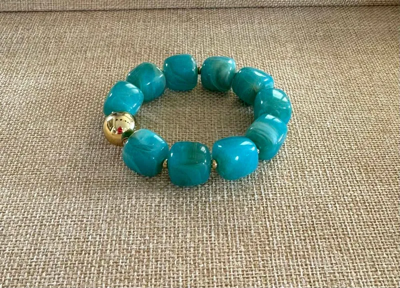 Bracelet élastiqué Milan bleu-vert
