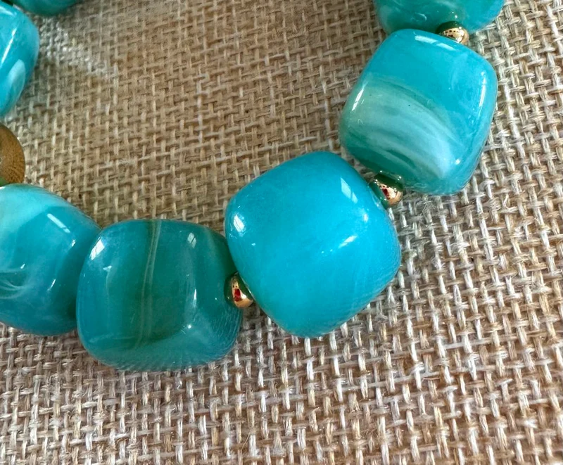 Bracelet élastiqué Milan bleu-vert