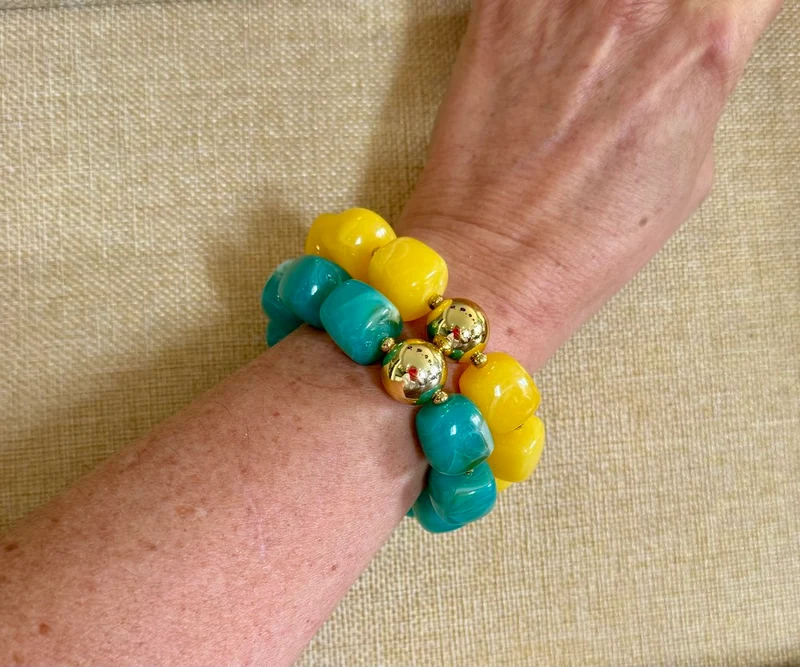 Bracelet élastiqué Milan bleu-vert
