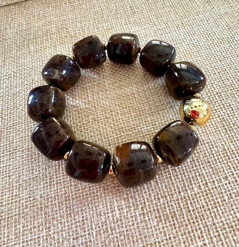 Bracelet élastiqué Milan chocolat