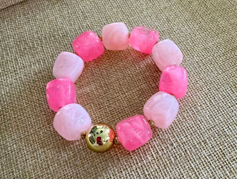 Bracelet élastiqué Milan rose bicolore