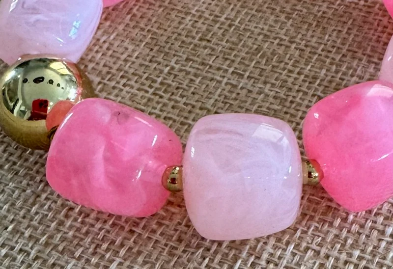 Bracelet élastiqué Milan rose bicolore