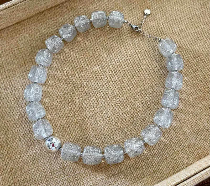 Collier Milan pailleté argenté