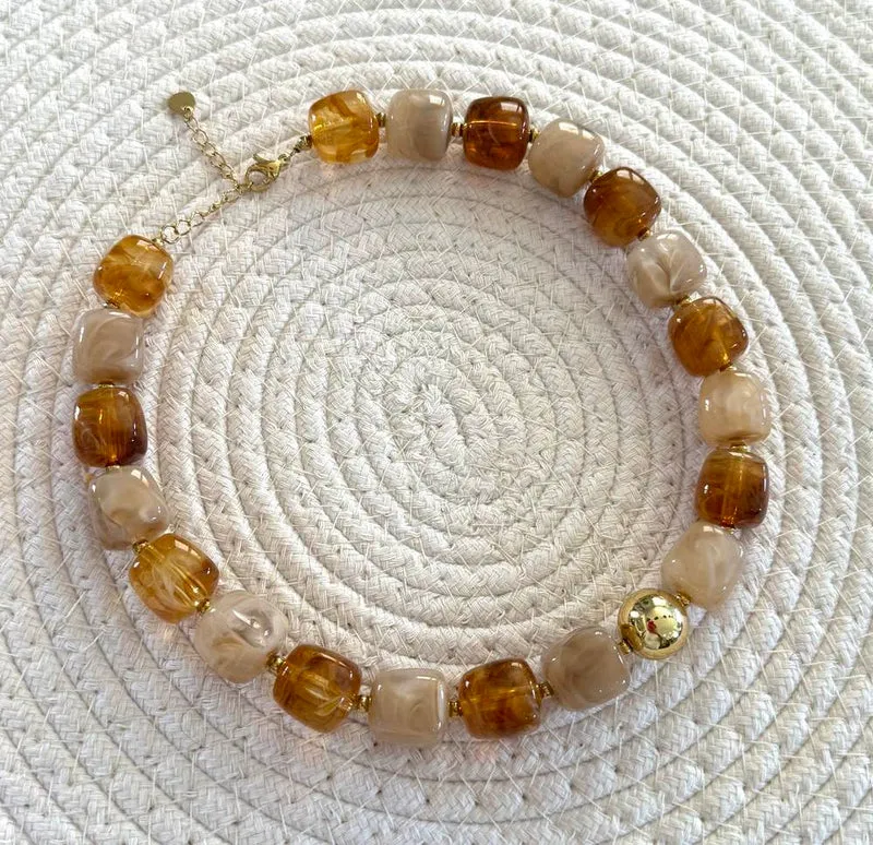 Collier Milan beige/ambre