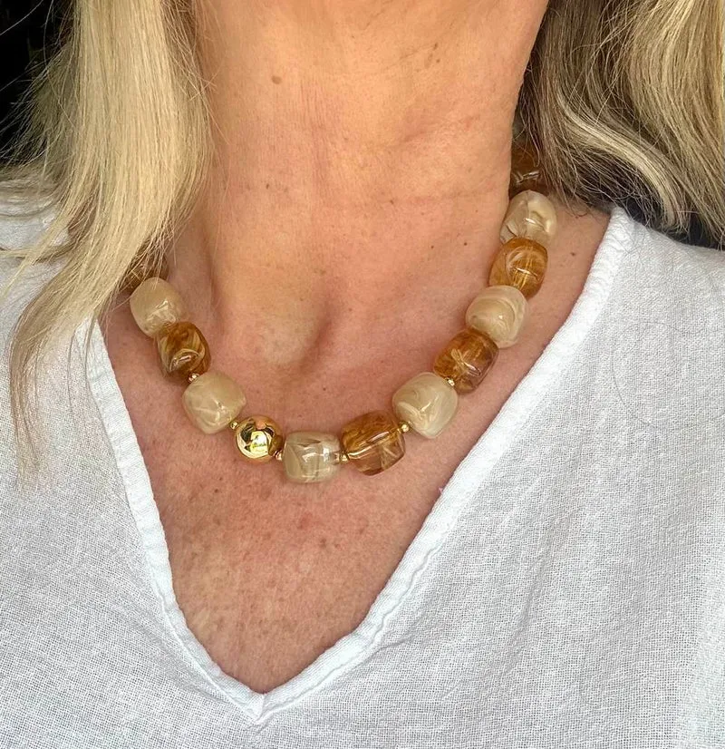 Collier Milan beige/ambre