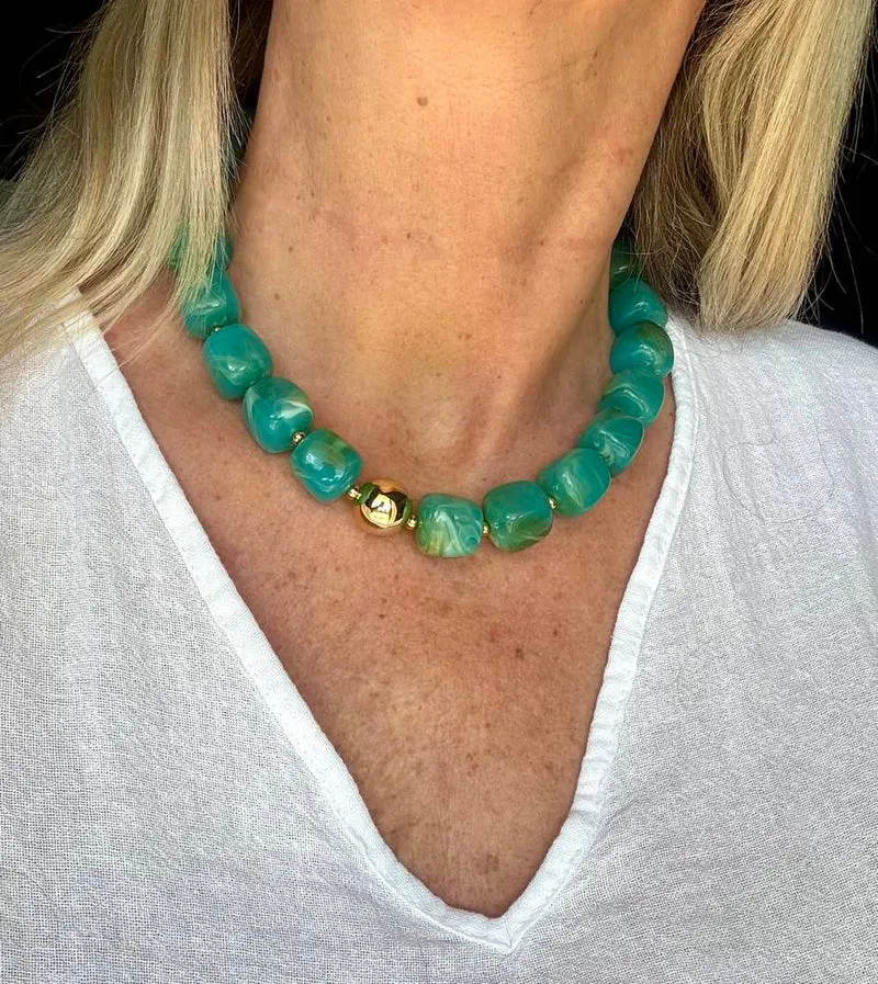 Collier Milan bleu-vert