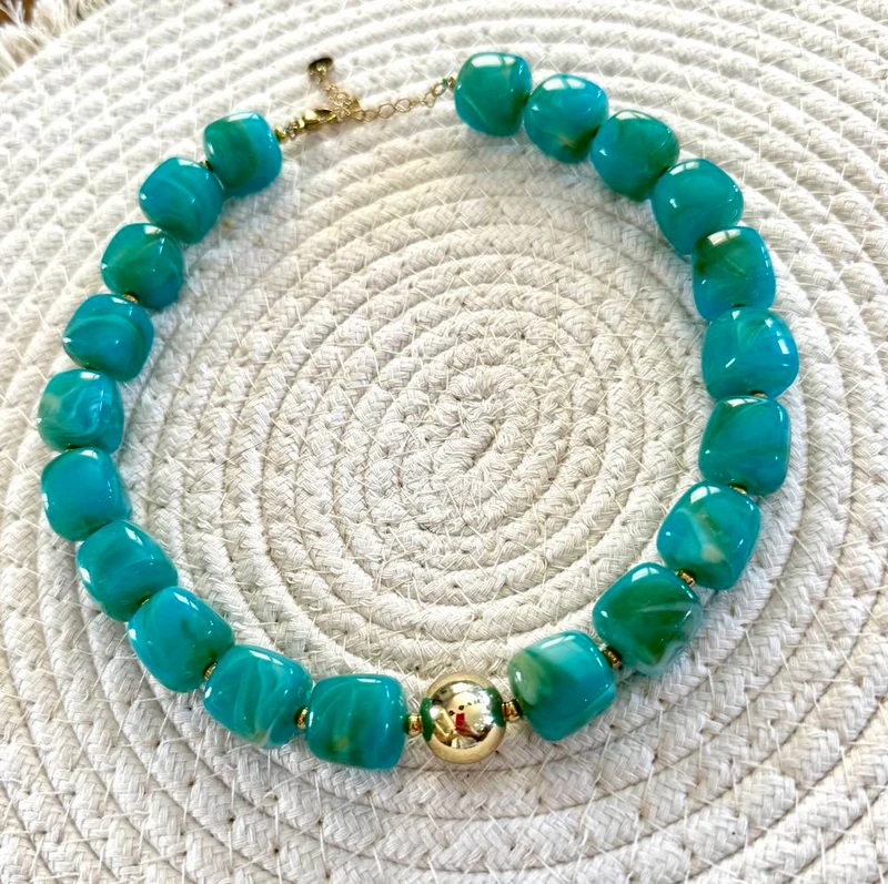 Collier Milan bleu-vert