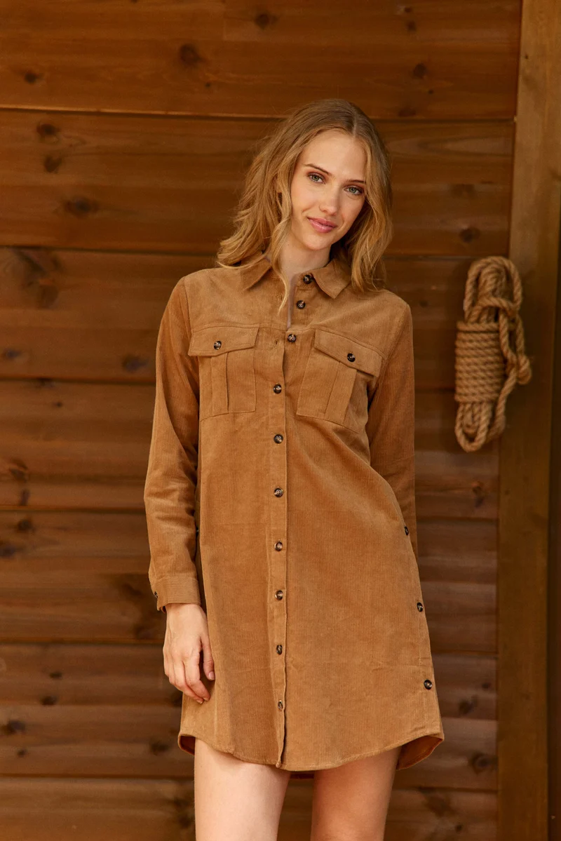 Riely - Robe en velours côtelé