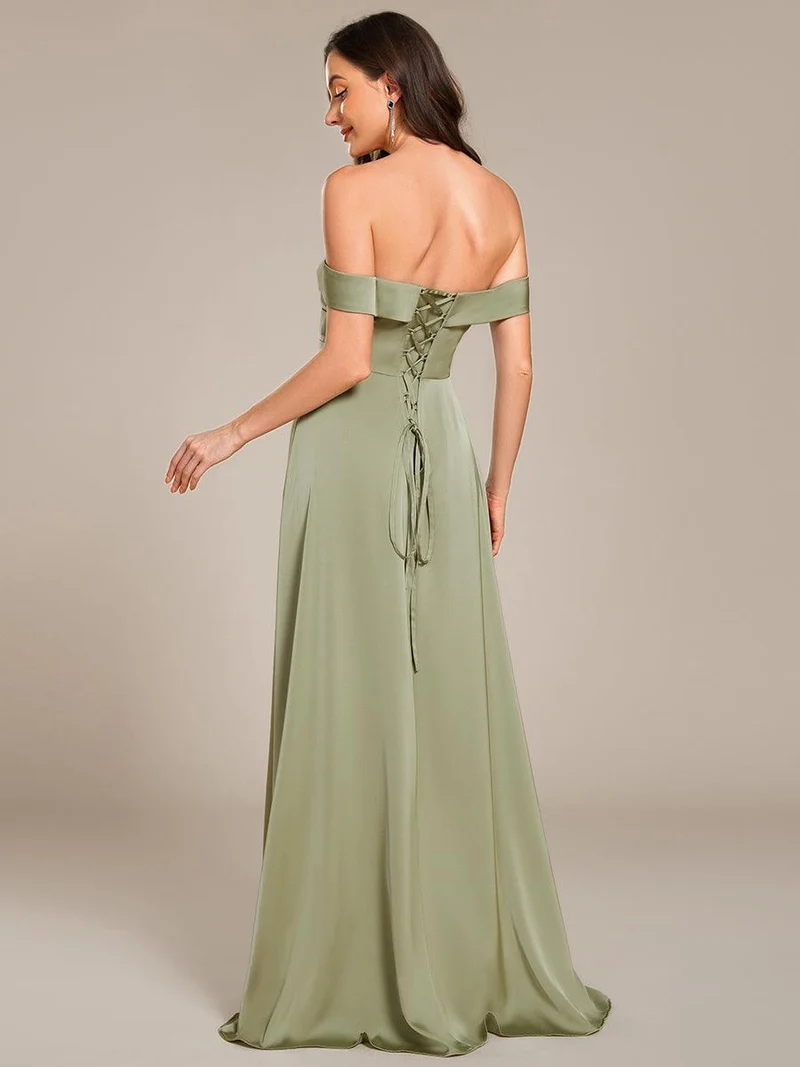 ever SKYE|Robe de demoiselle d'honneur en satin à épaules dénudées et à lacets dans le dos