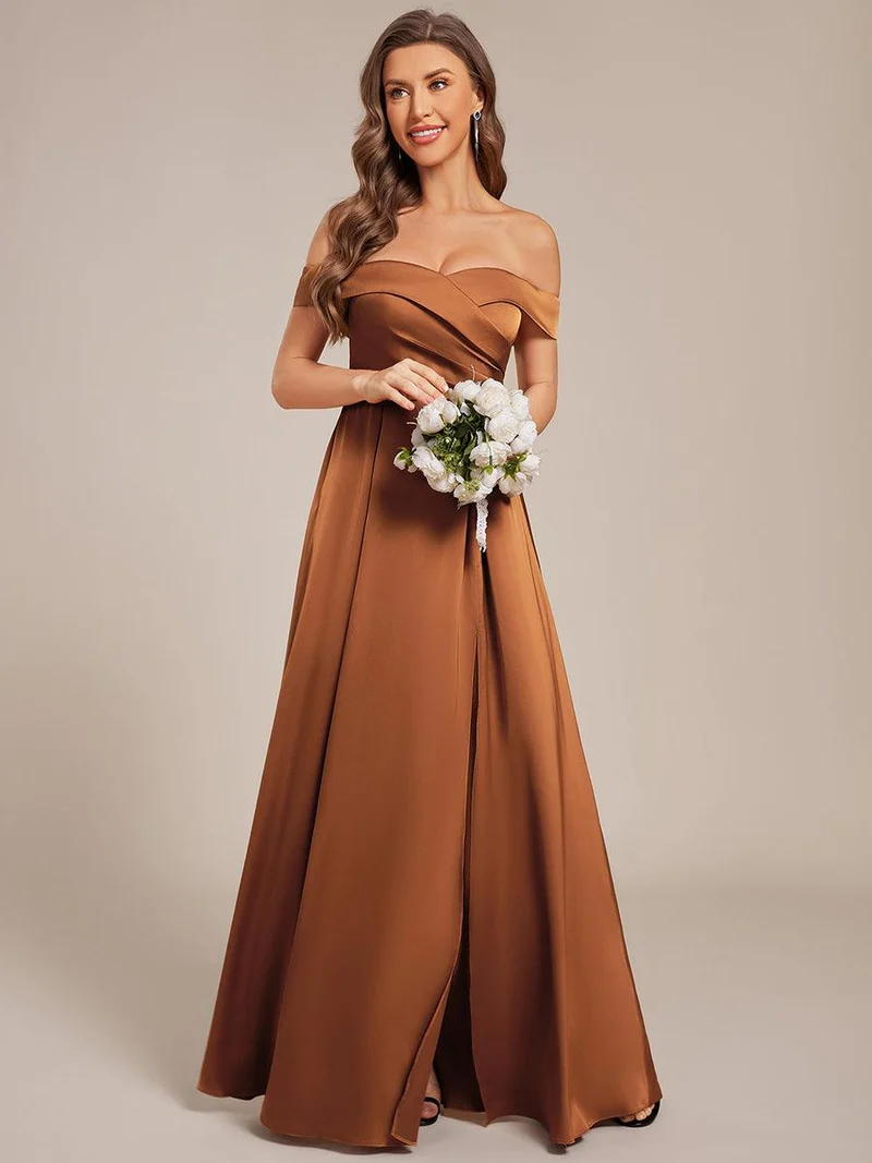 ever SKYE|Robe de demoiselle d'honneur en satin à épaules dénudées et à lacets dans le dos