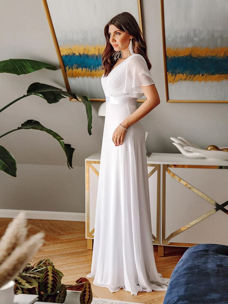 ever MONICA|Robe de soirée de mariage élégante en mousseline taille haute