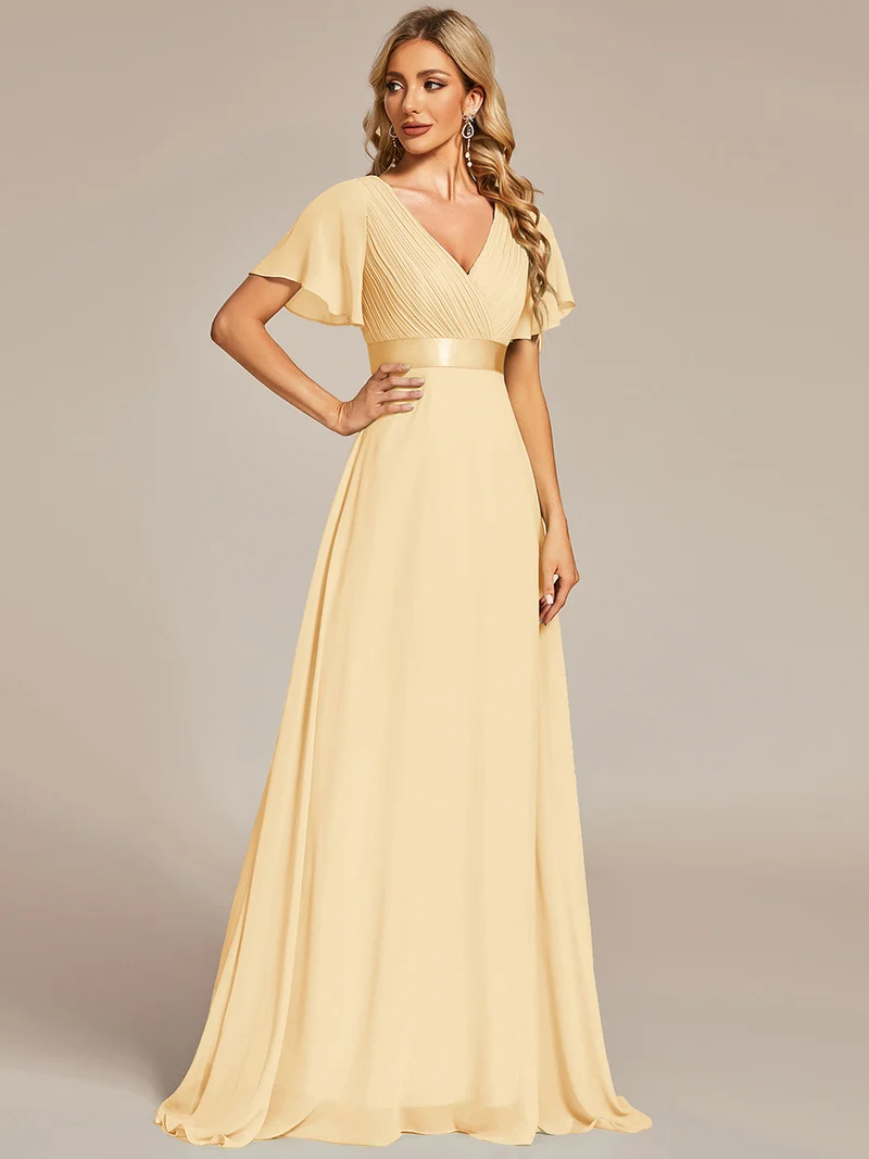 ever MONICA|Robe de soirée de mariage élégante en mousseline taille haute
