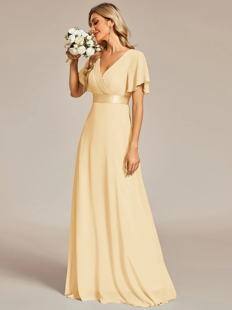 ever MONICA|Robe de soirée de mariage élégante en mousseline taille haute