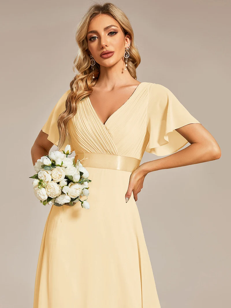 ever MONICA|Robe de soirée de mariage élégante en mousseline taille haute
