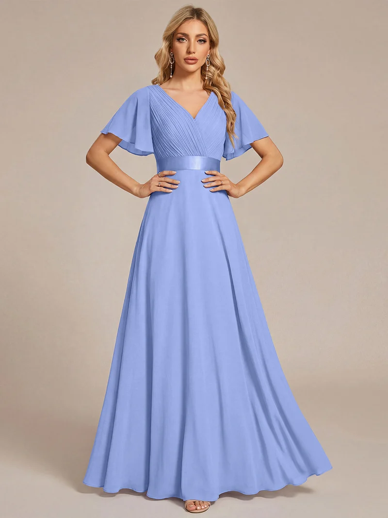 ever MONICA|Robe de soirée de mariage élégante en mousseline taille haute
