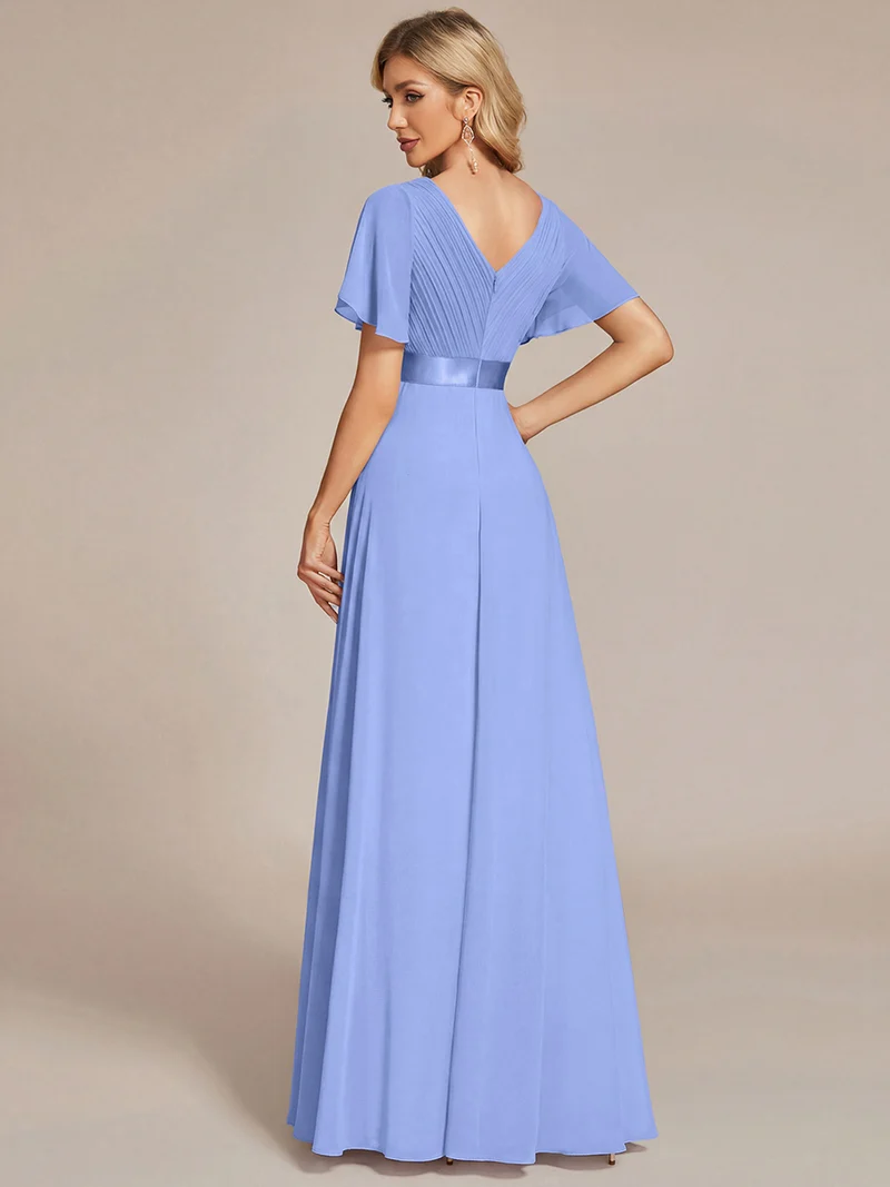 ever MONICA|Robe de soirée de mariage élégante en mousseline taille haute