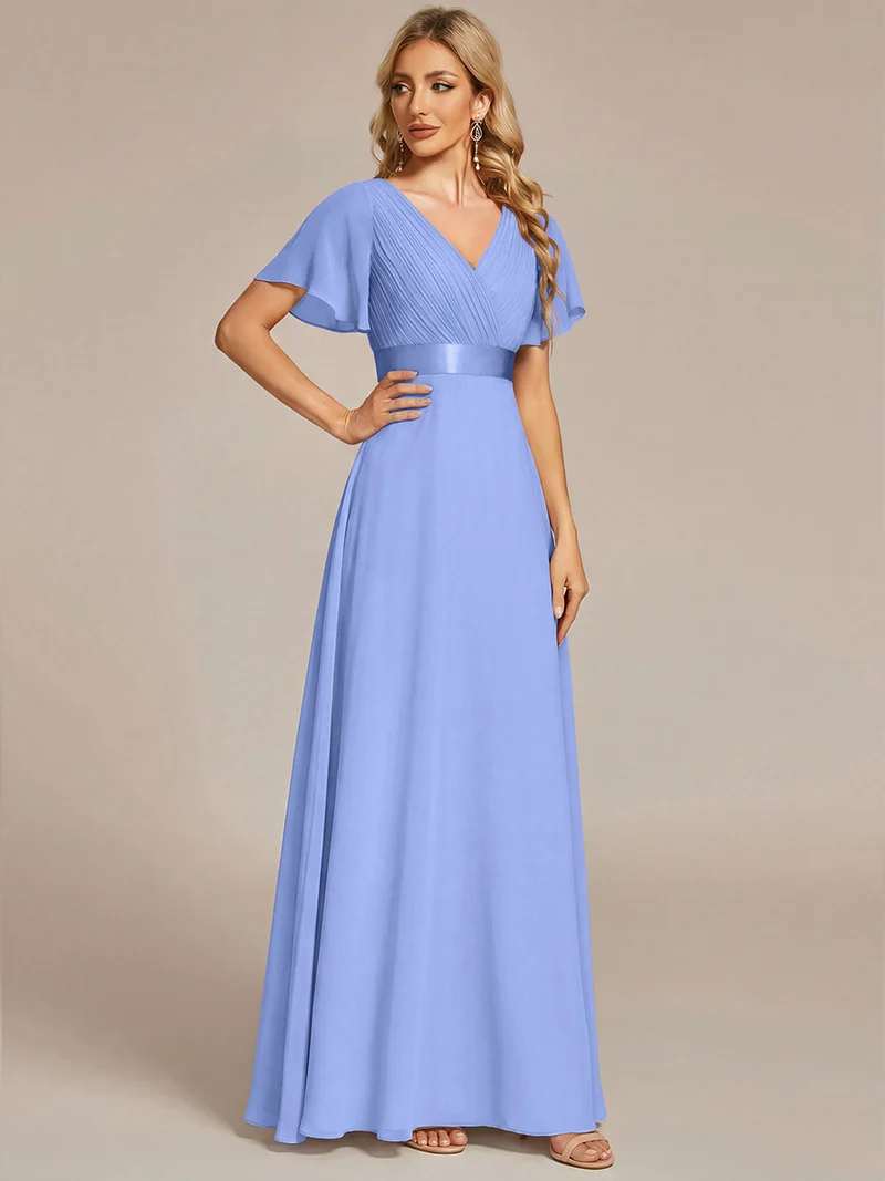 ever MONICA|Robe de soirée de mariage élégante en mousseline taille haute
