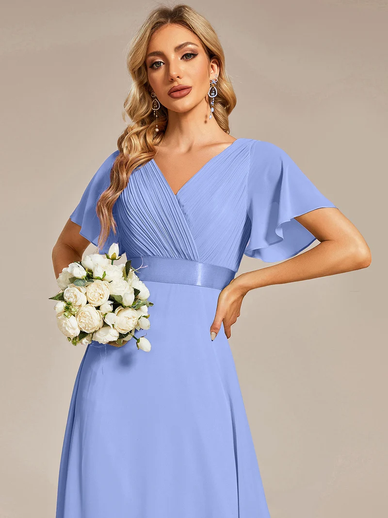 ever MONICA|Robe de soirée de mariage élégante en mousseline taille haute