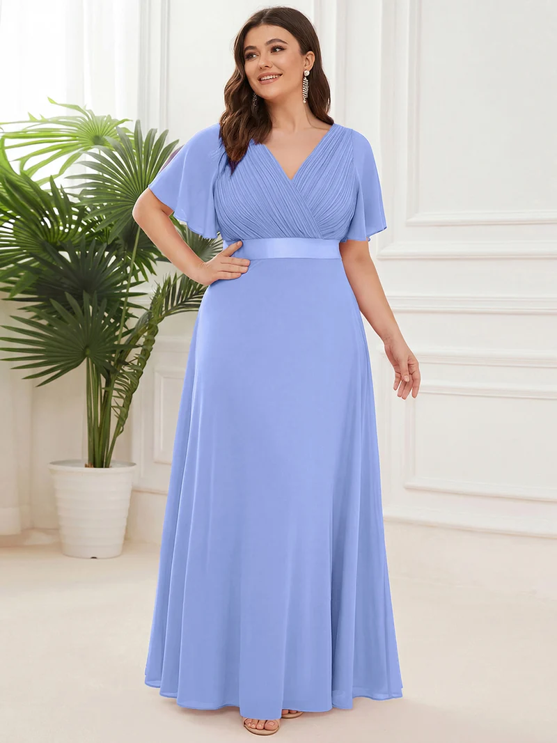 ever MONICA|Robe de soirée de mariage élégante en mousseline taille haute