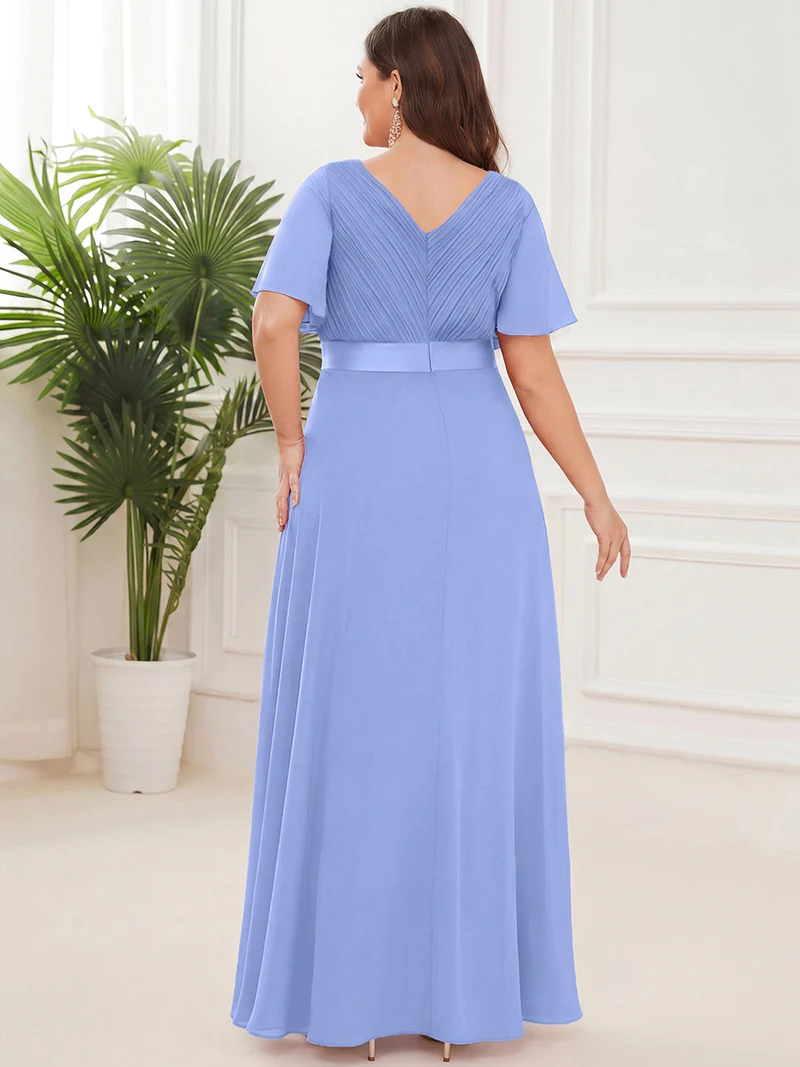 ever MONICA|Robe de soirée de mariage élégante en mousseline taille haute