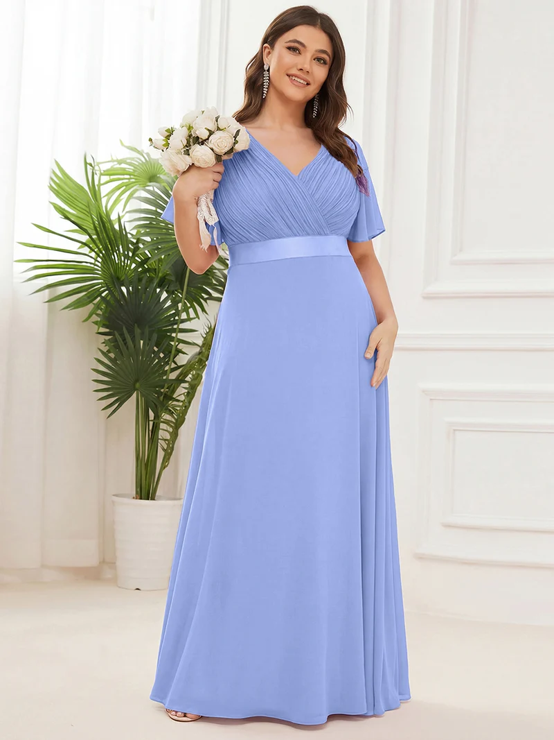 ever MONICA|Robe de soirée de mariage élégante en mousseline taille haute